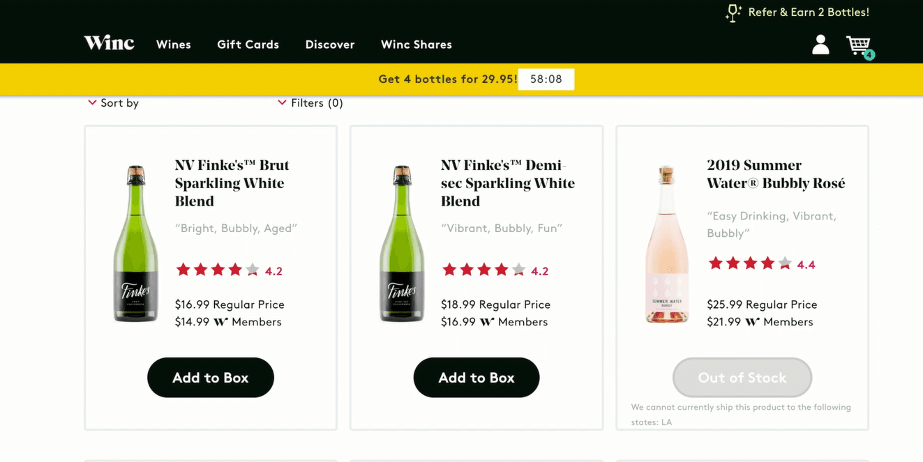 First four bottles of Winc wine are just $25, down from $60